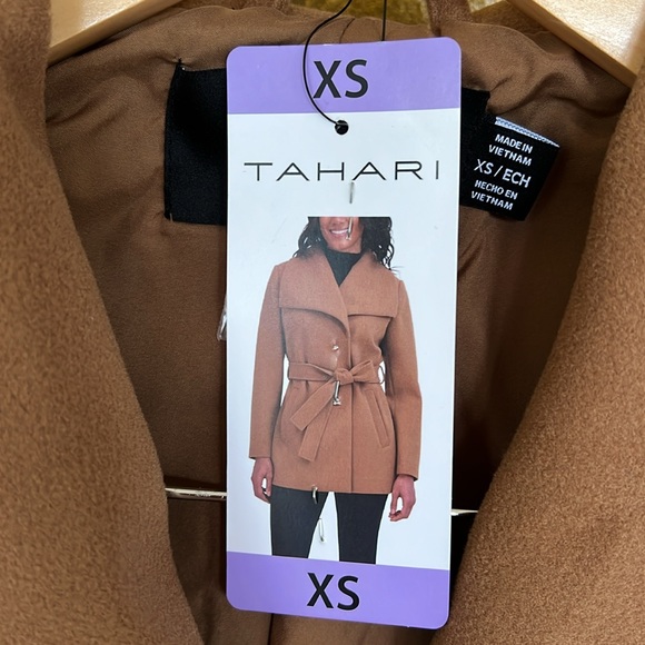 🧥 NEW Tahari Women’s Tan Water Resistant Faux Wool Wrap Coat With Hand Pockets 🧥 - Picture 7 of 8